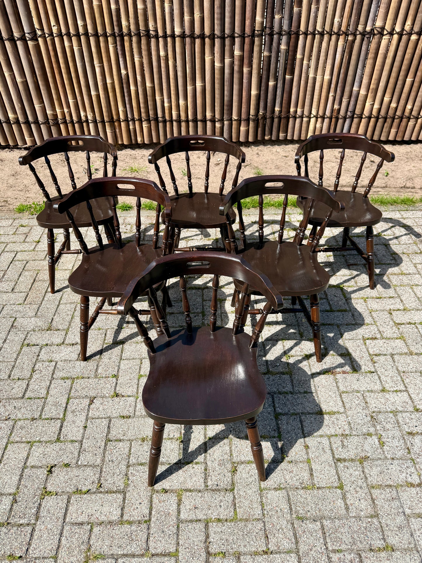 Set van 6 Vintage Engelse Cafe Stoelen
