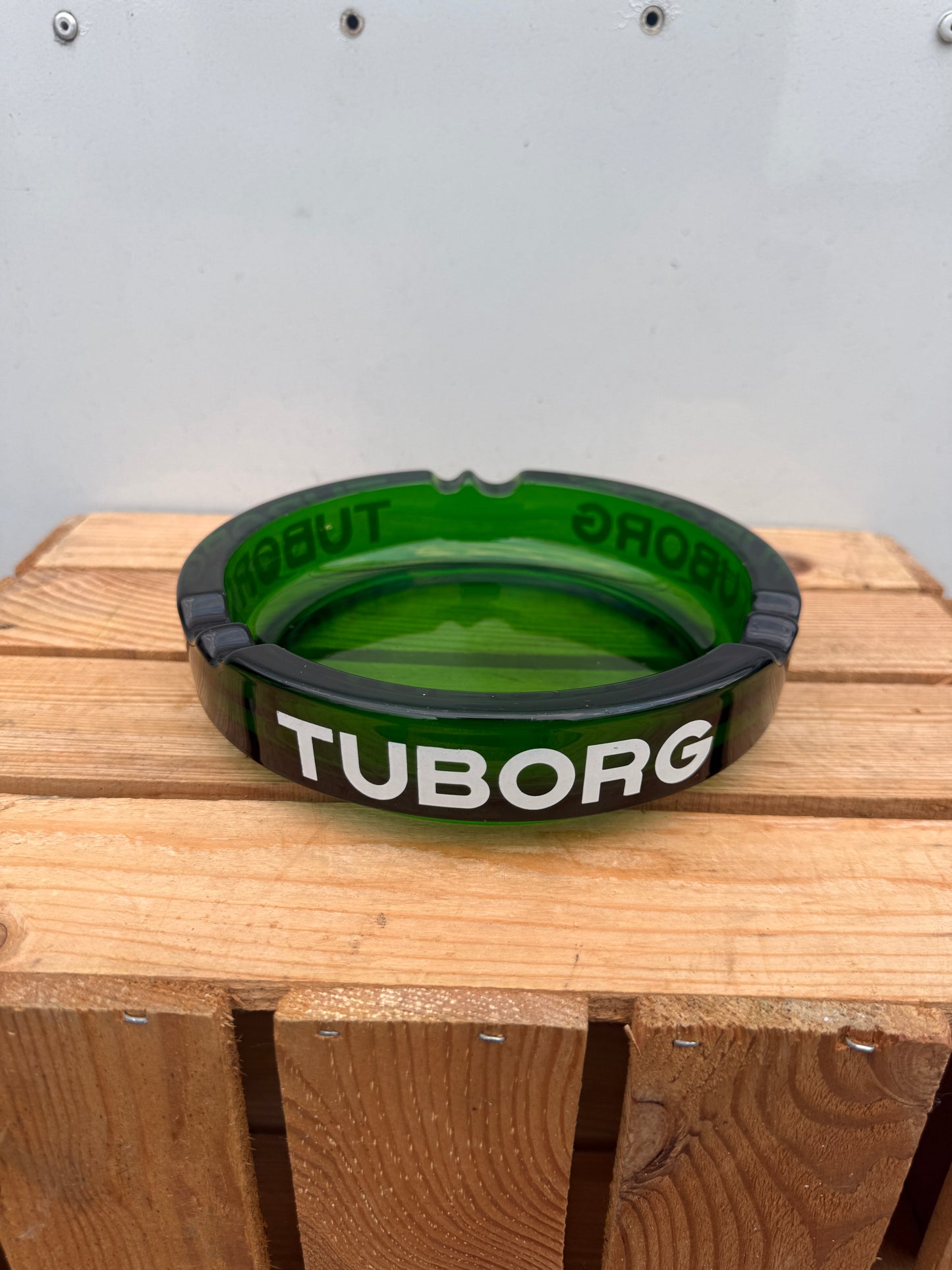 XXL Tuborg reclame asbak zwaar groen glas