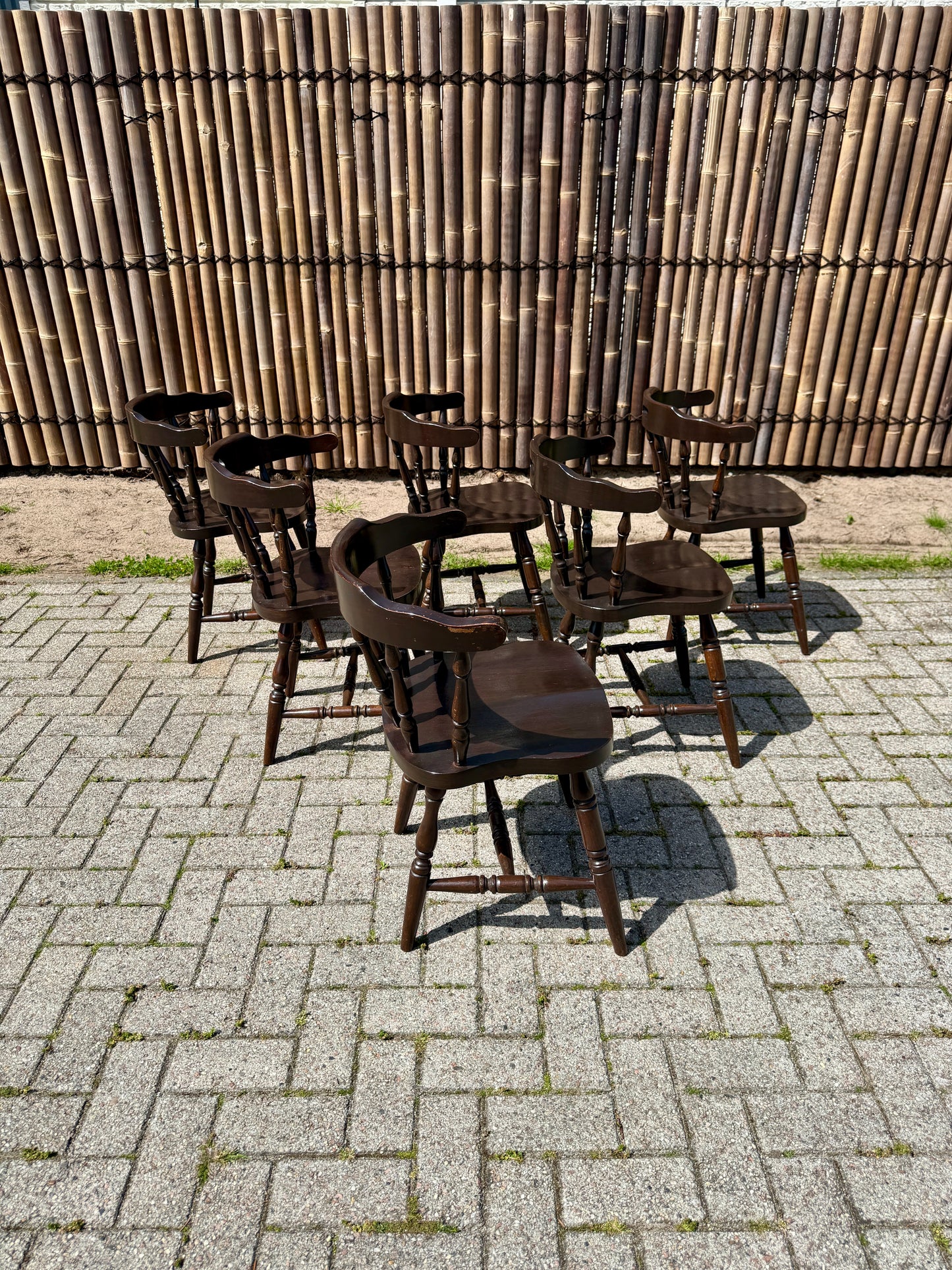 Set van 6 Vintage Engelse Cafe Stoelen