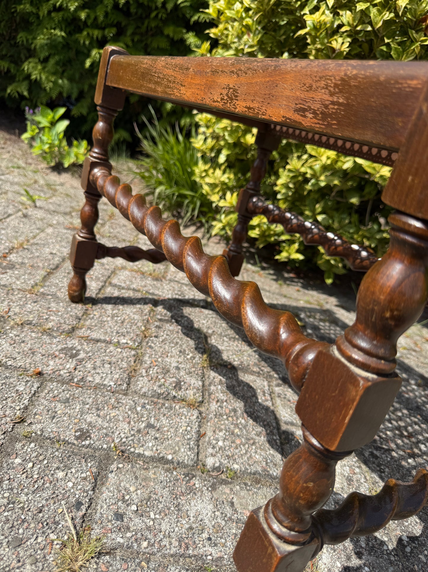 Vintage Houten Krukje met Webbing Zitting