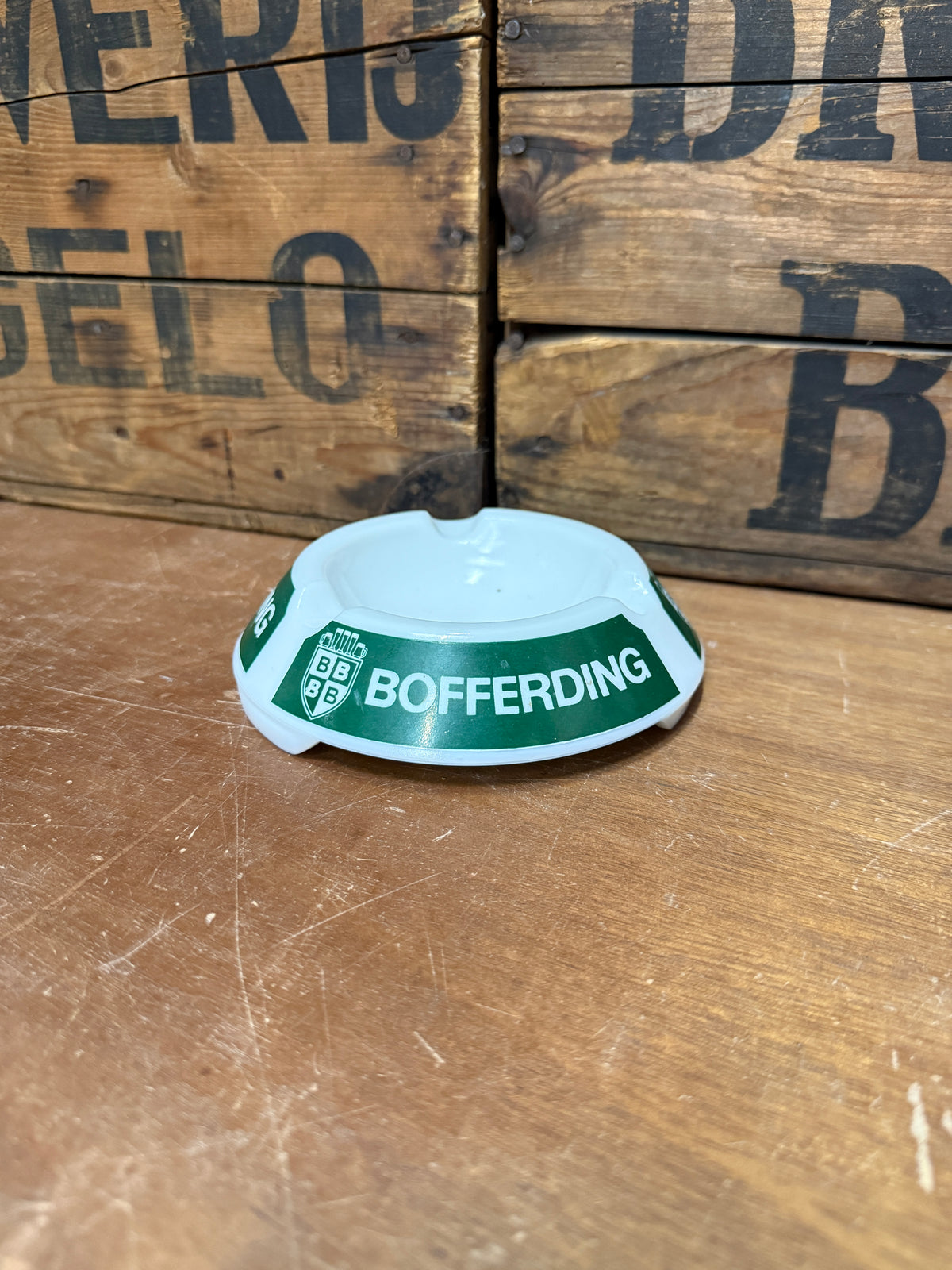 Vintage Bofferding opaalglas reclame asbak