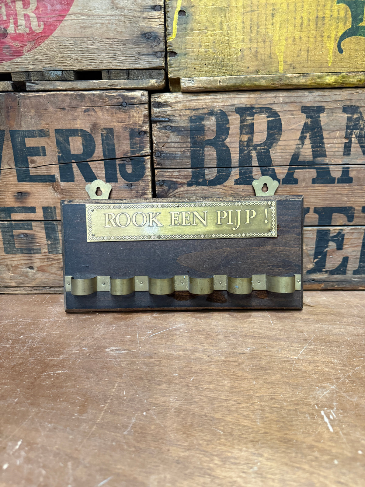 Vintage houten pijpenrek Rook één pijp