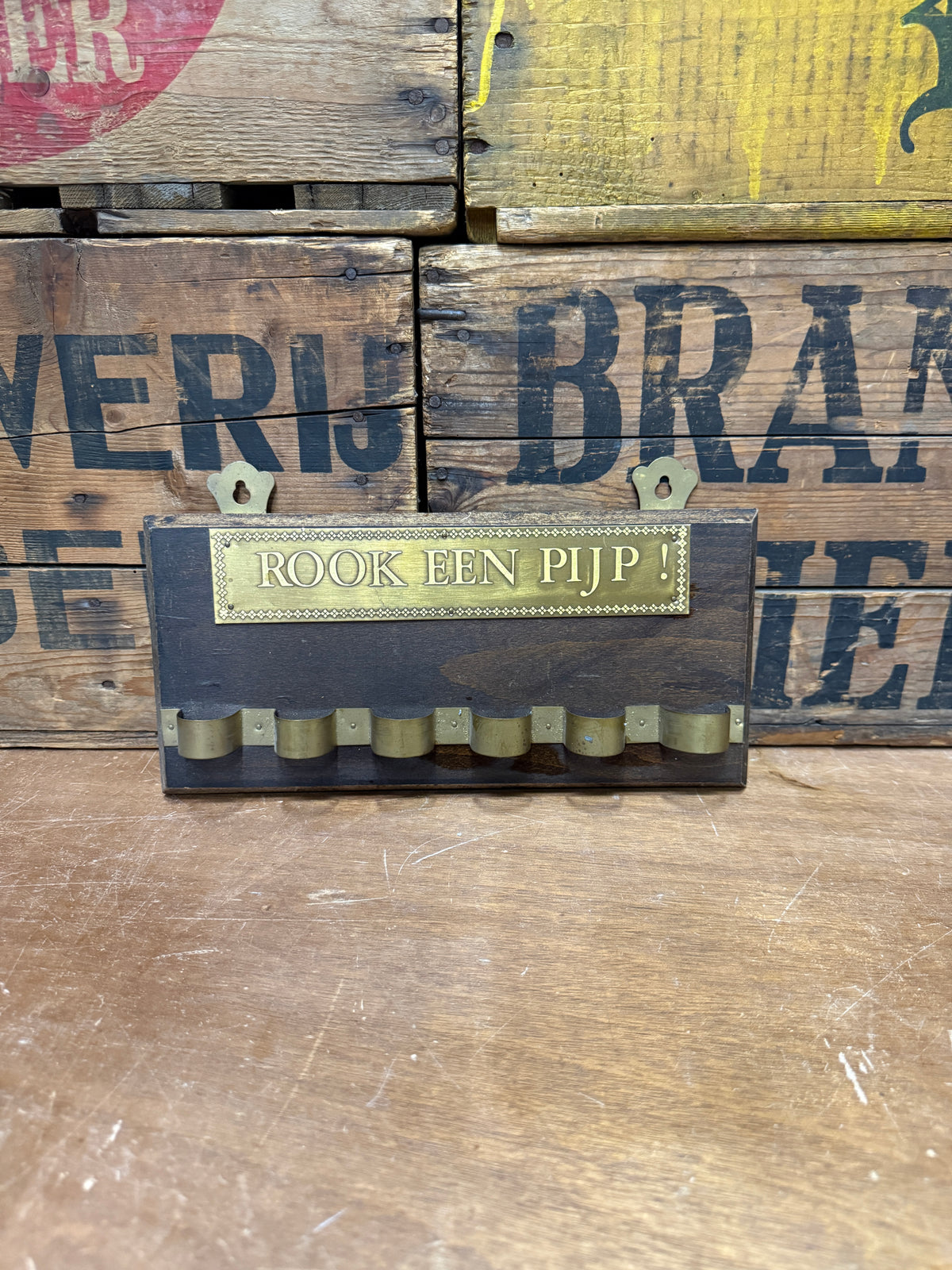 Vintage houten pijpenrek Rook één pijp