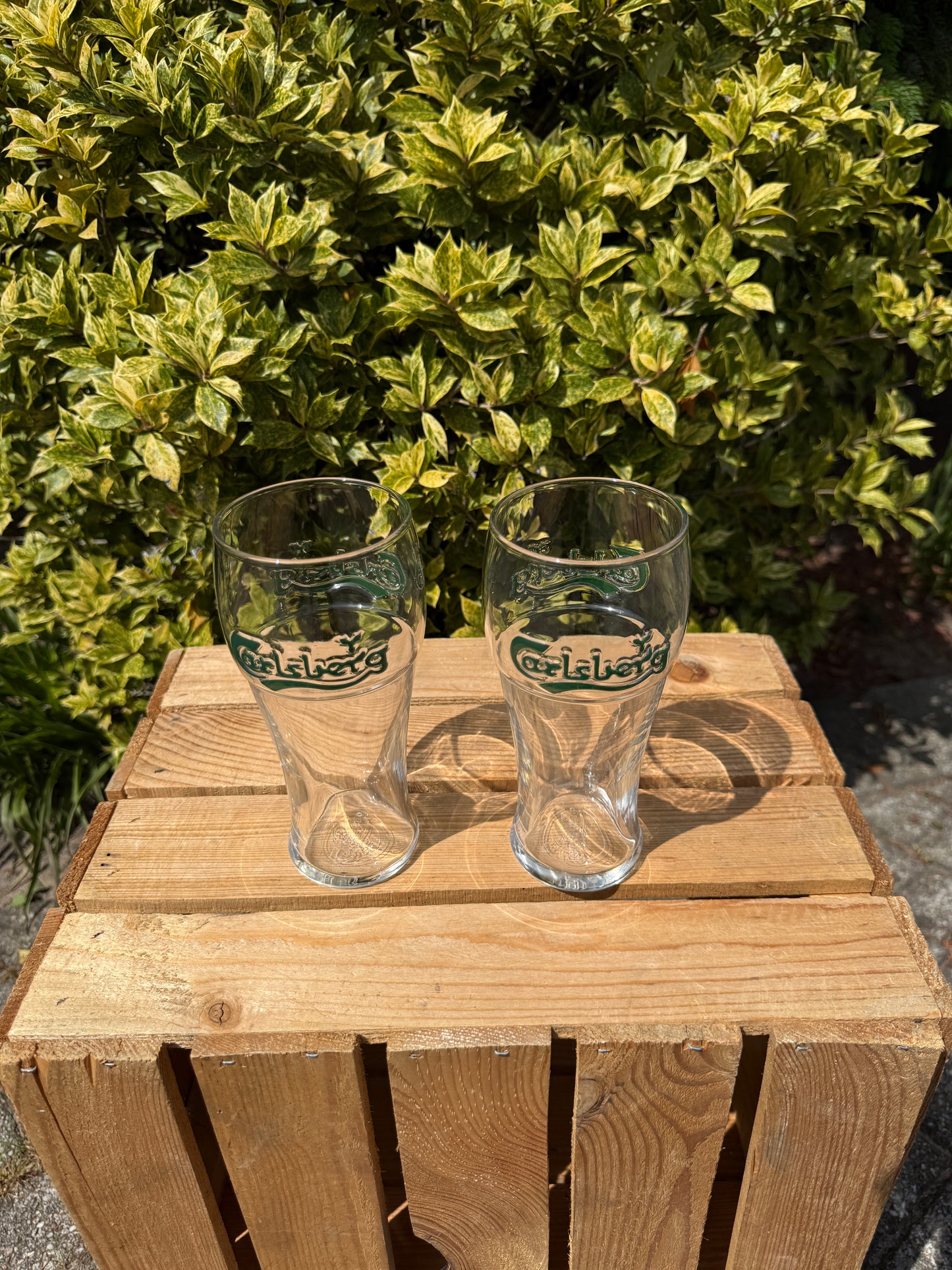 Set 2 vintage Carlsberg bierglazen 3D logo