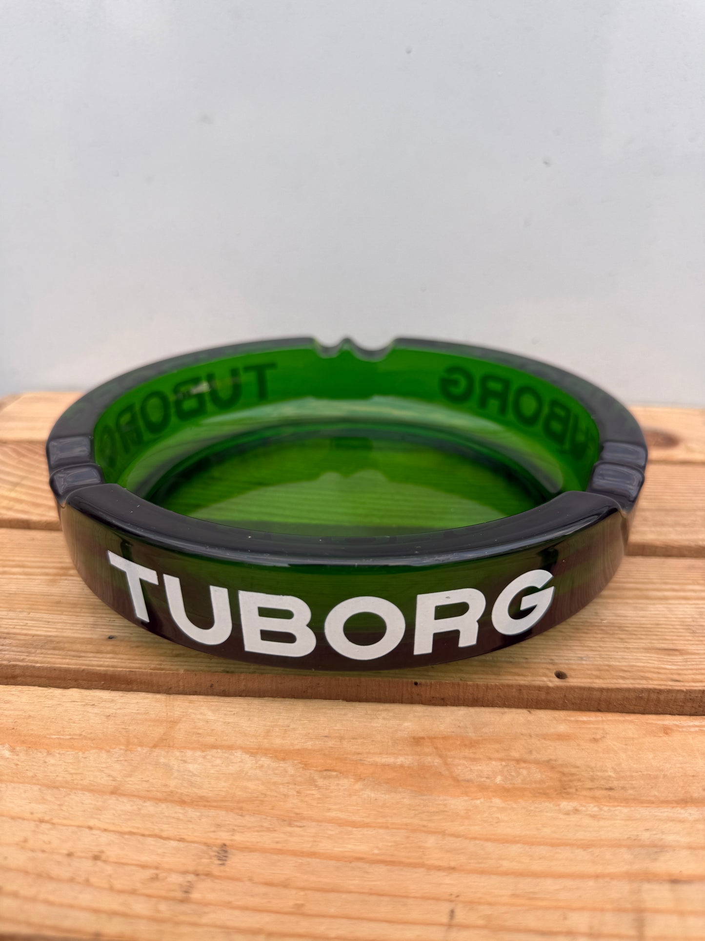 XXL Tuborg reclame asbak zwaar groen glas
