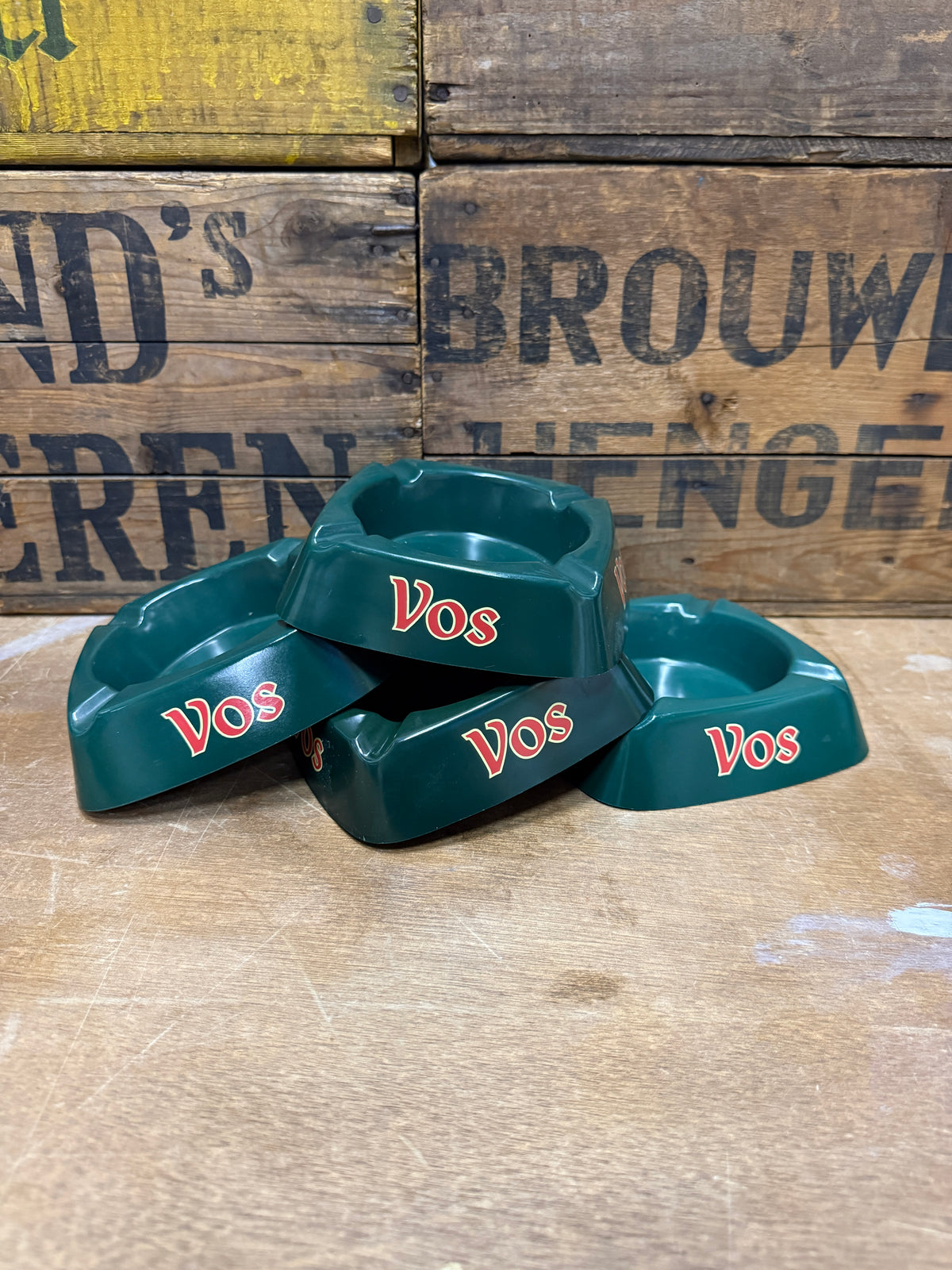 Vintage Vos Mebel reclameasbak donkergroen