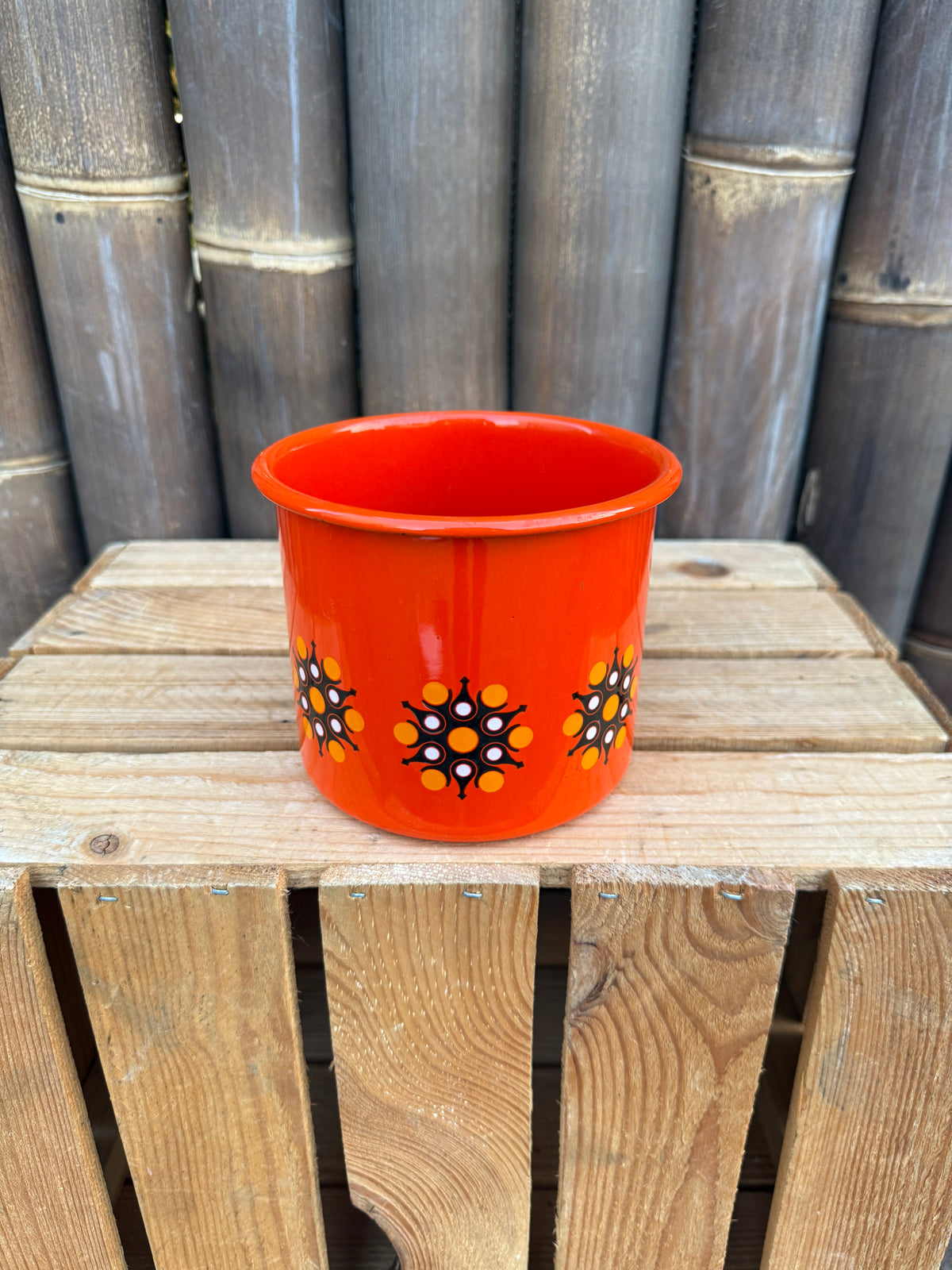 Vintage Brabantia oranje emaille bakje jaren 70