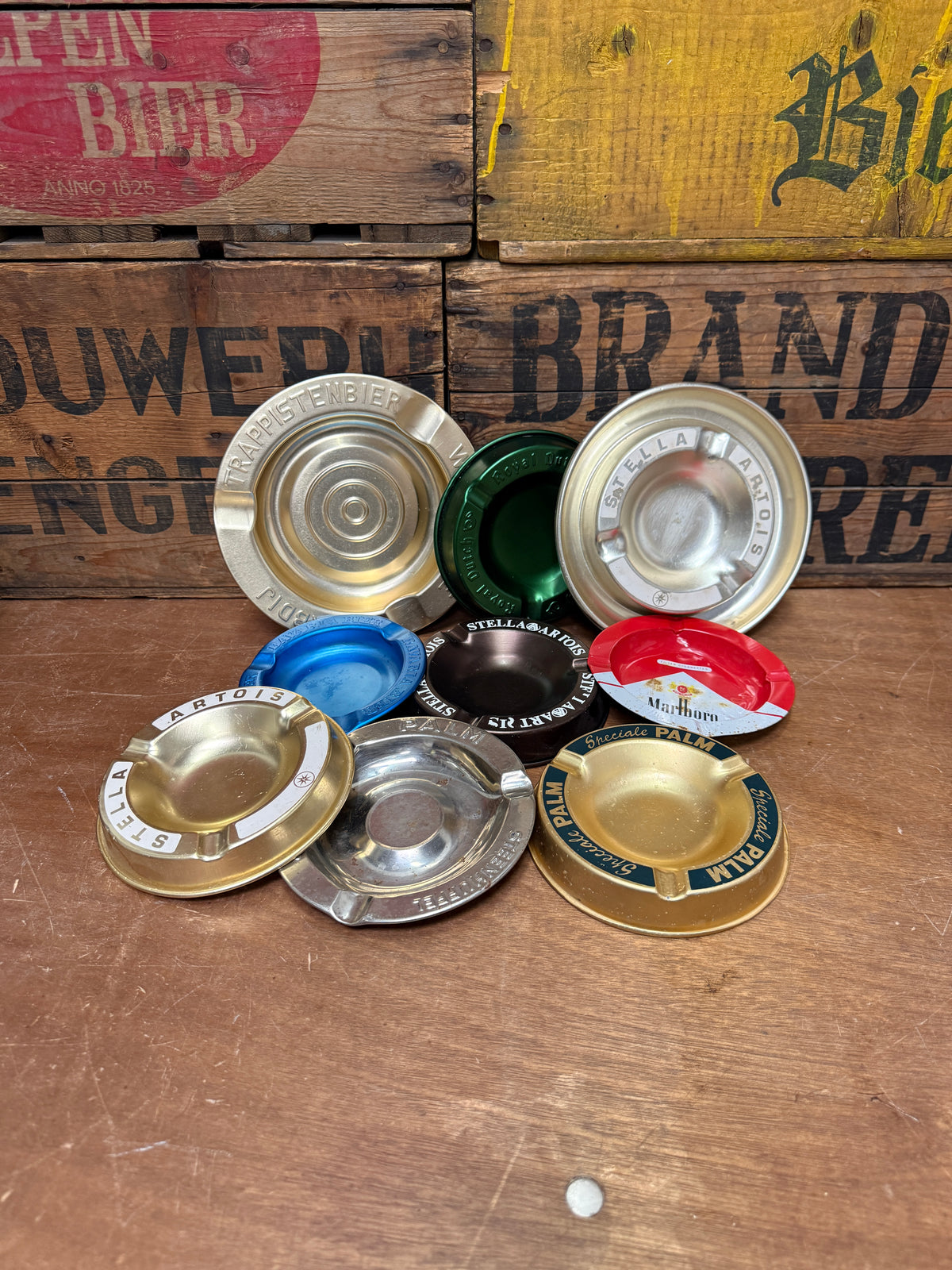 Vintage lichtmetalen reclame asbakken diverse merken