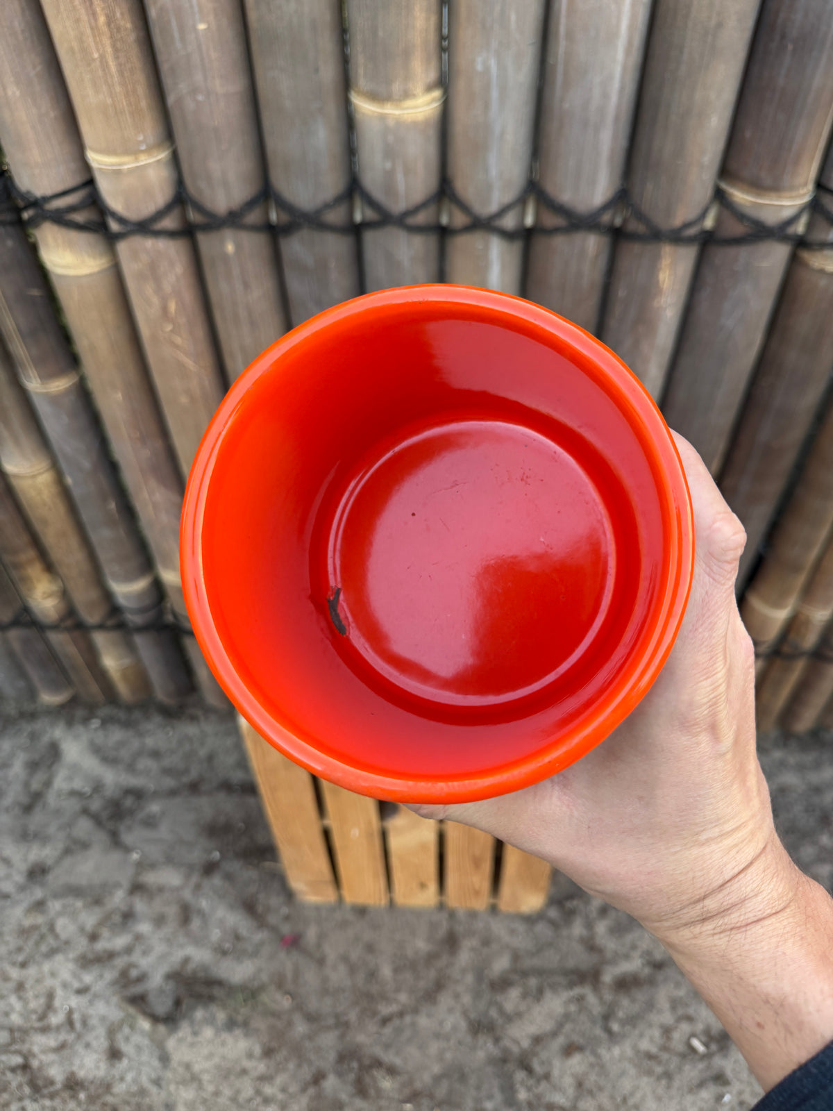 Vintage Brabantia oranje emaille bakje jaren 70