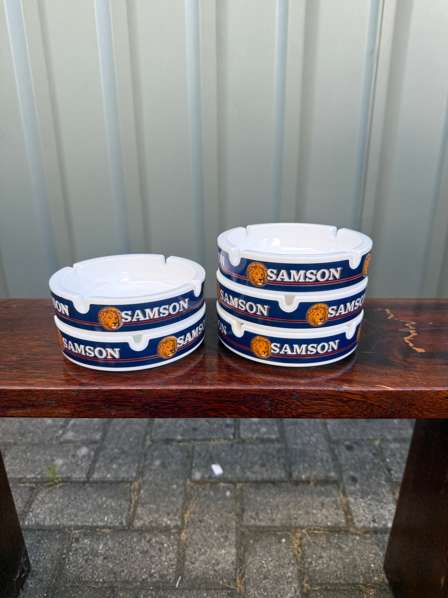 Samson reclame asbak opaalglas