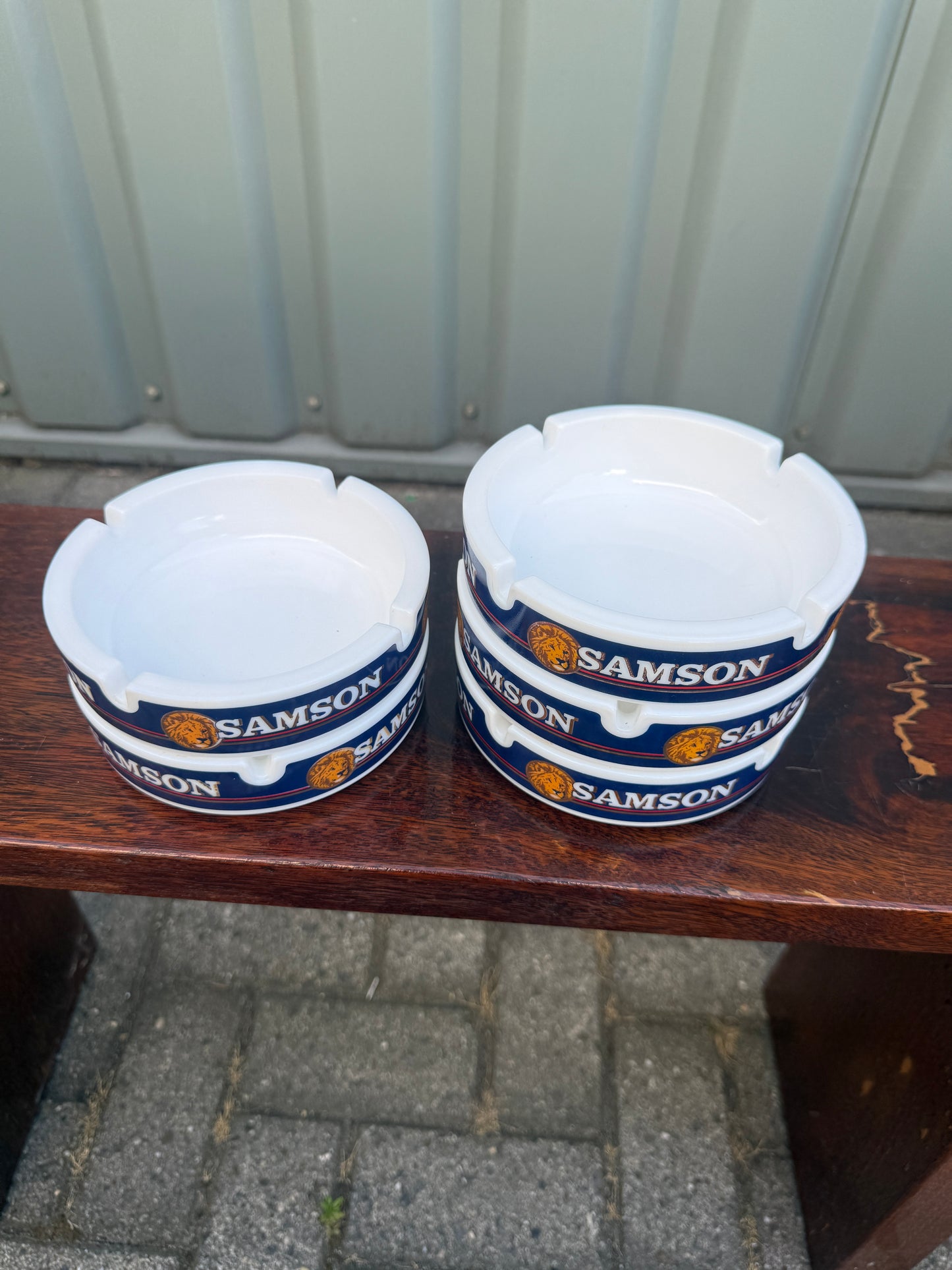 Samson reclame asbak opaalglas