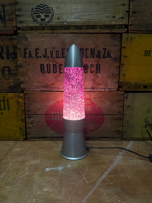 Vintage lava glitterlamp roze en paars