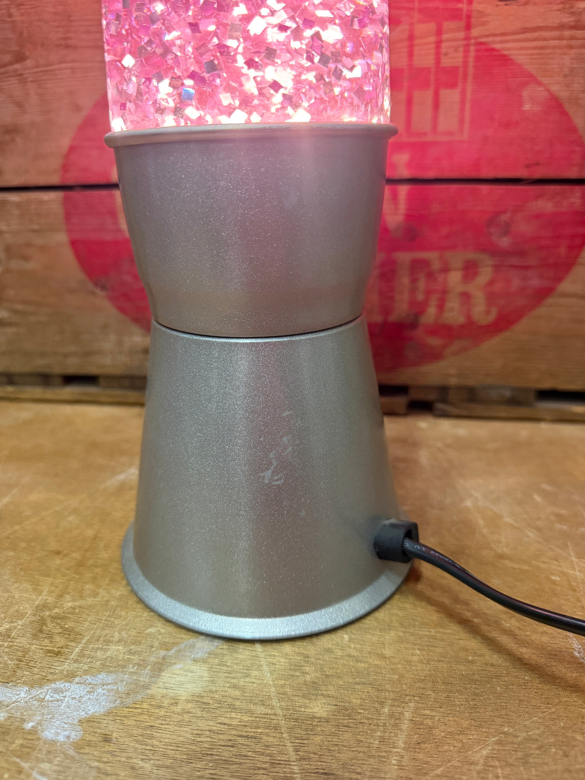 Vintage lava glitterlamp roze en paars