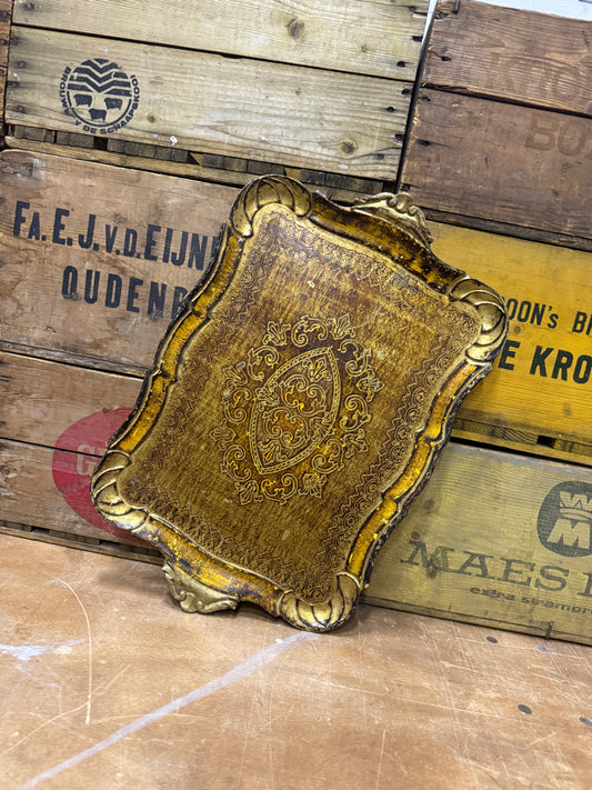 Vintage Florentijns dienblad goud en bruin