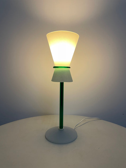 CLEARANCE SALE Glass Table Lamp, New Old Stock, Postmodern Design Standing Light, Desk Nightstand Lamp, 1990s Interior Style