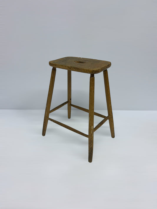 Vintage Industrial Wooden Work Stool