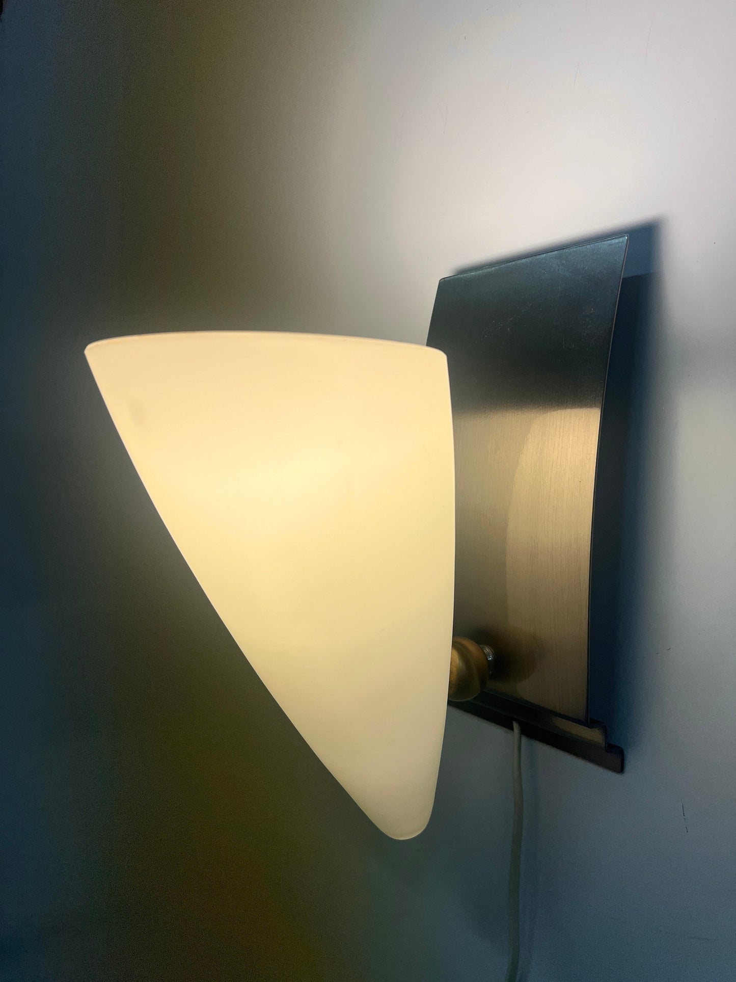 Vintage Glass Wall Lamp, 1990s Herda Holland, Postmodern Design Scone, Metal and Glass Lighting, Home Interior Gifts