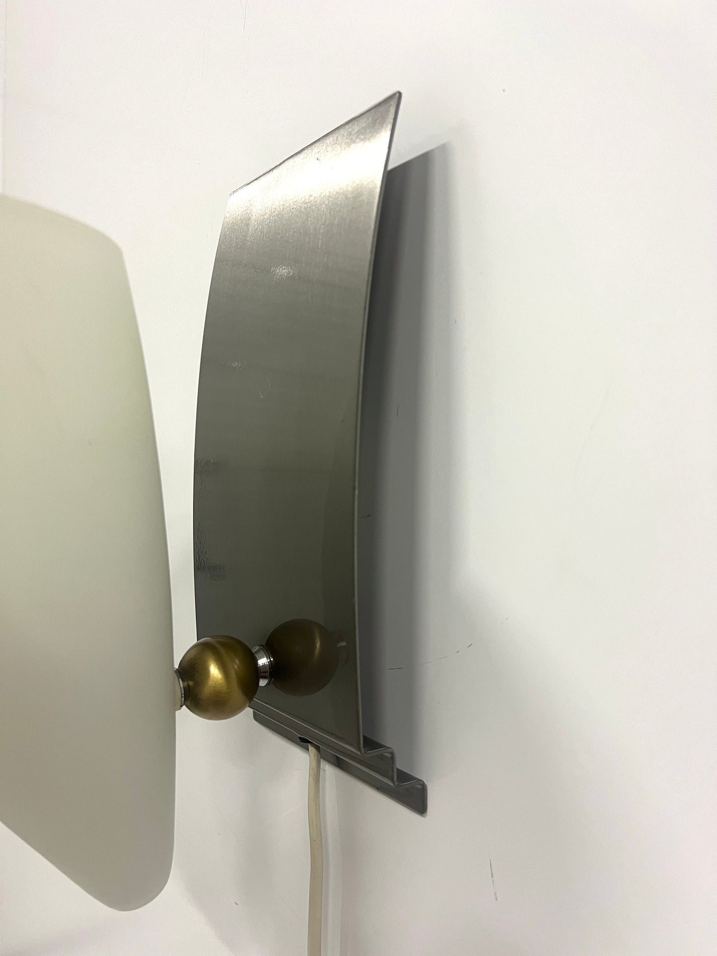 Vintage Glass Wall Lamp, 1990s Herda Holland, Postmodern Design Scone, Metal and Glass Lighting, Home Interior Gifts