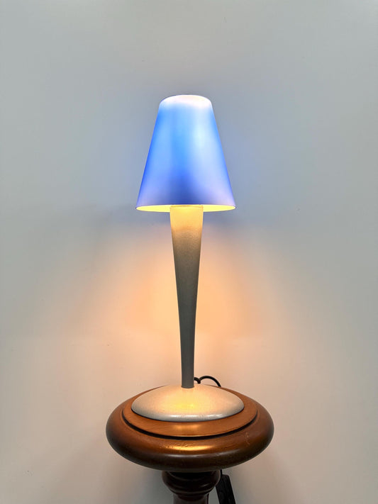 Vintage Ikea Table Desk Lamp B9417, Blue, Glass Shade Metal Base, Rare 90s Scandinavian Retro Office Light