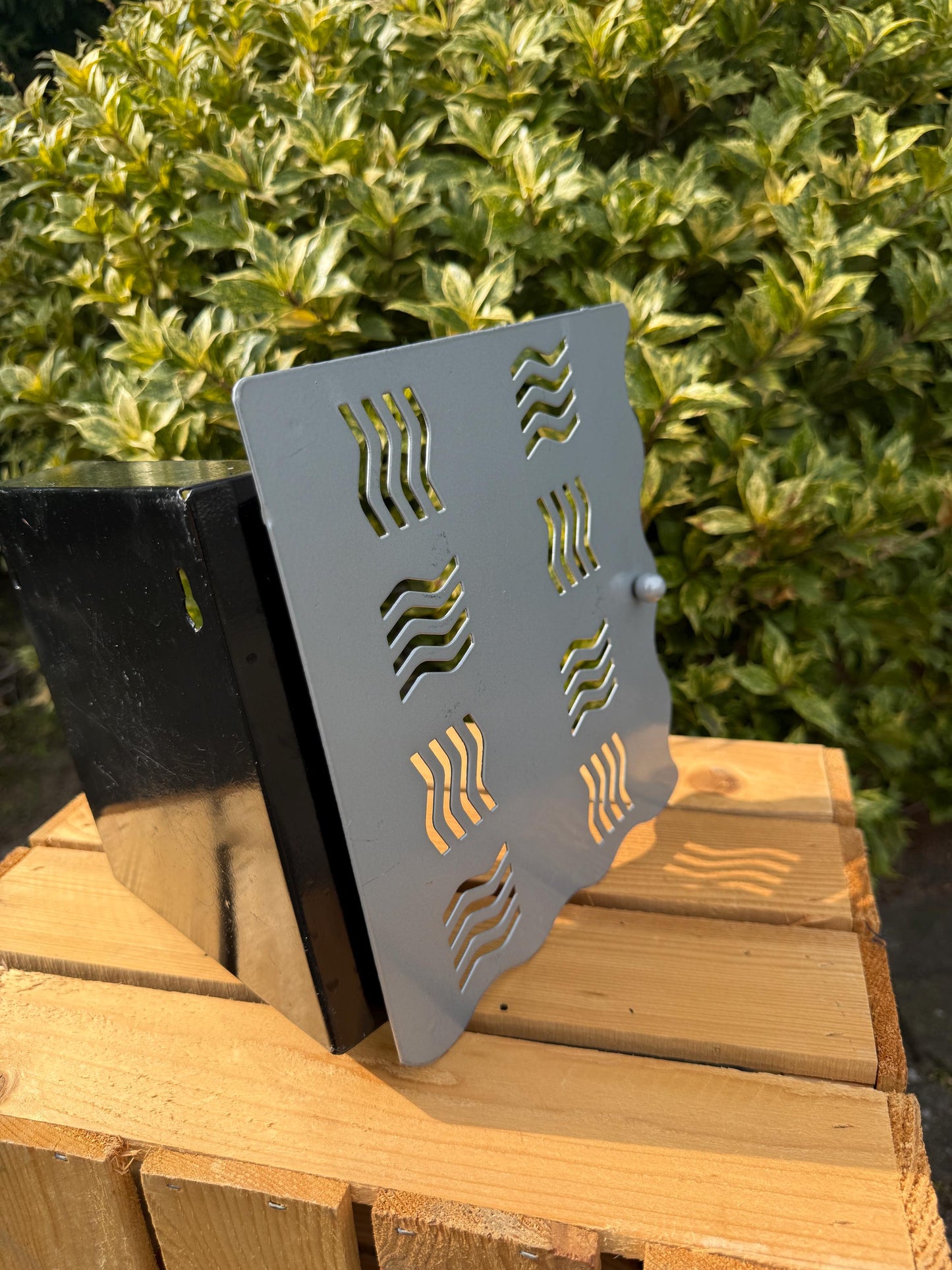 Postmodern Keys Cabinet, Vintage Wall Cabinet, Grey Metal Design, Wavy Pattern, Unique Interior Gift Idea, Nineties Space Age