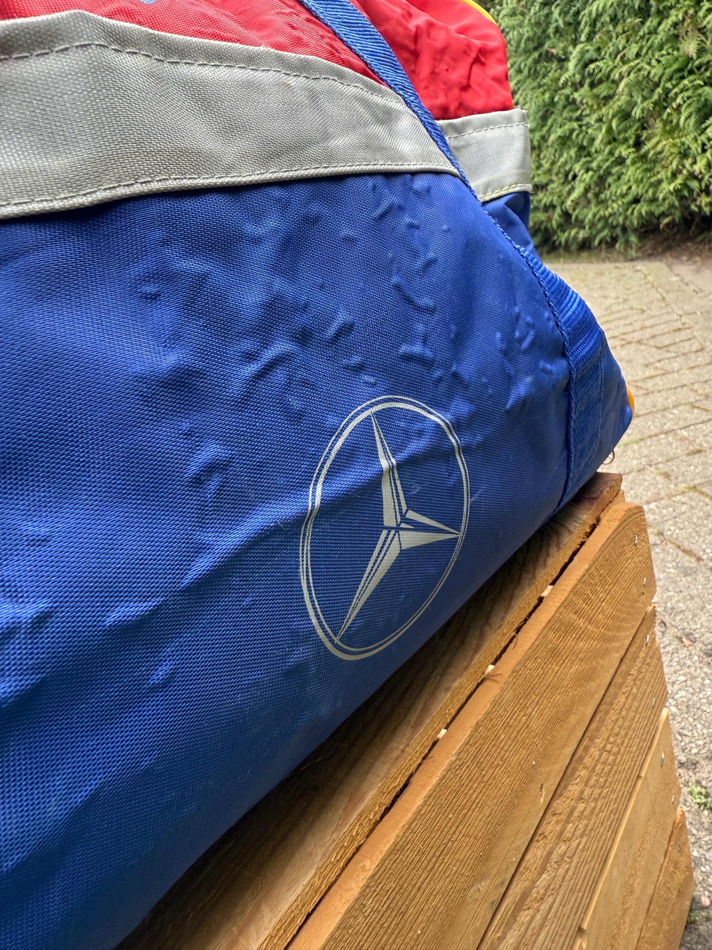 Vintage Mercedes-Benz Actros Bag, 1990s Duffel, Red Blue Yellow Gym Bag, Rare Collectible, Trucking Gift, Racing Travel Holdall
