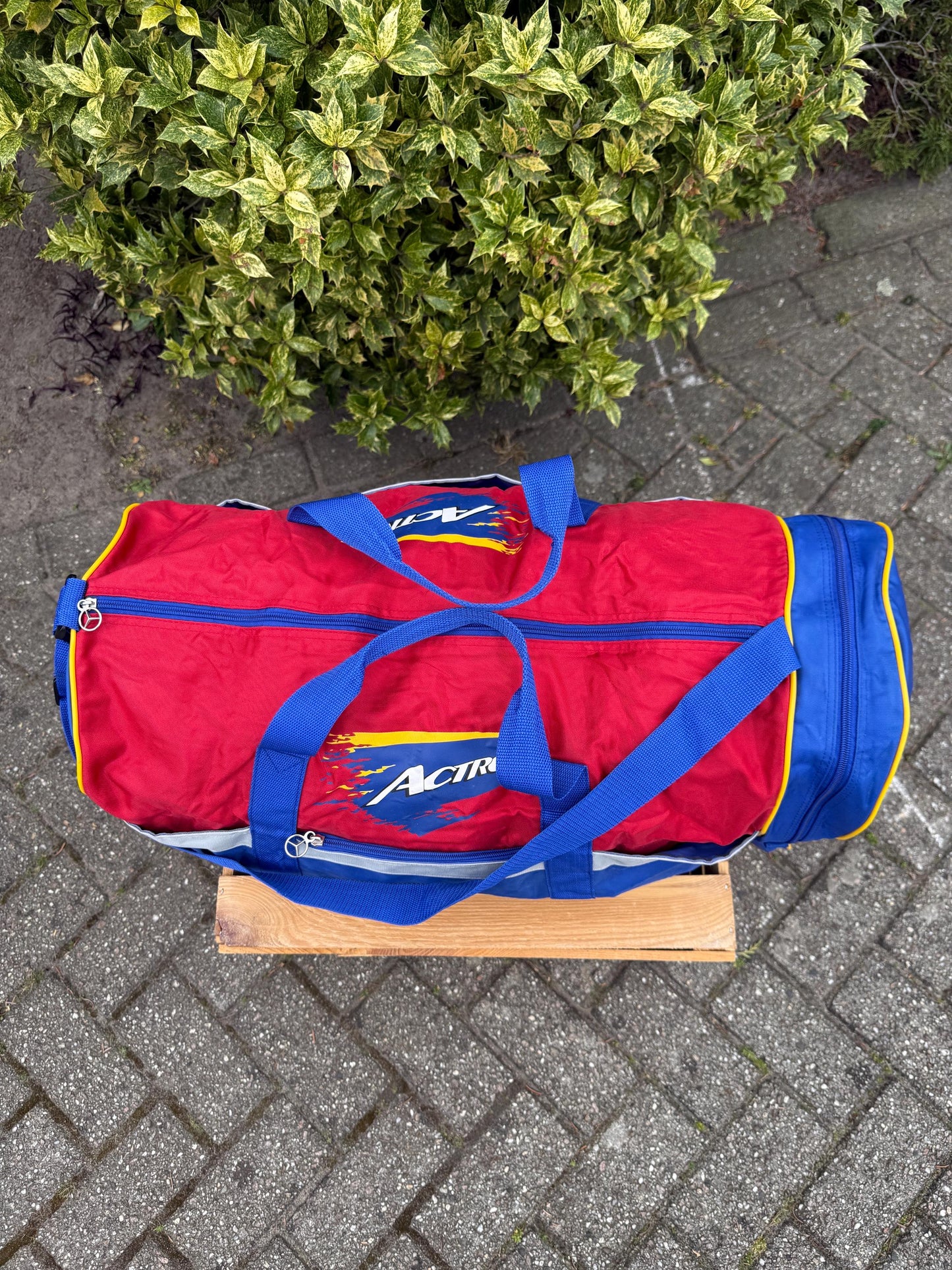 Vintage Mercedes-Benz Actros Bag, 1990s Duffel, Red Blue Yellow Gym Bag, Rare Collectible, Trucking Gift, Racing Travel Holdall