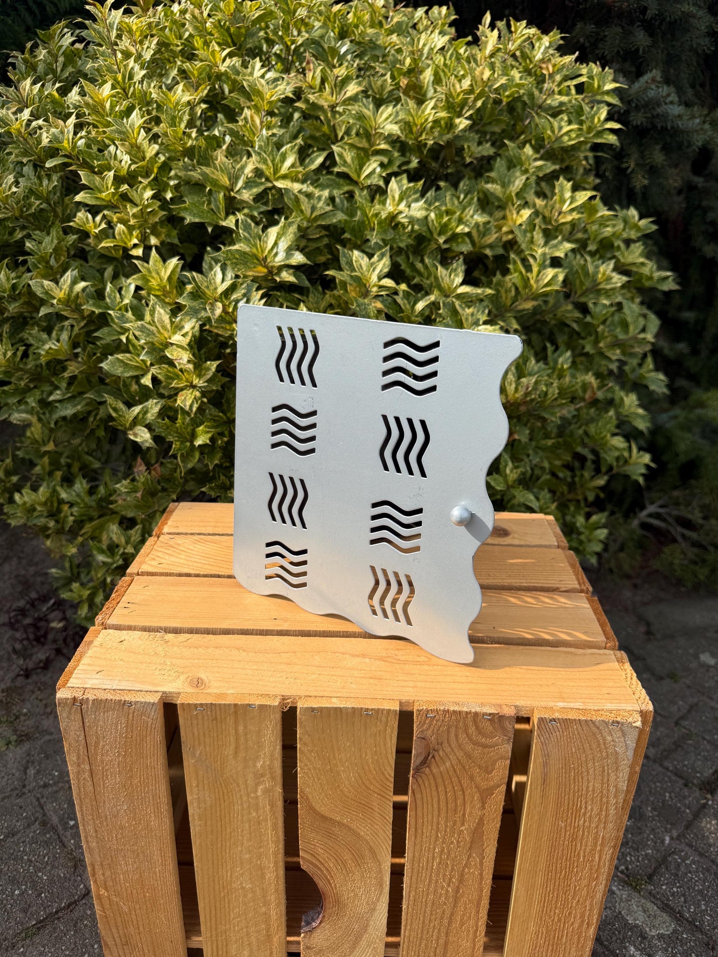 Postmodern Keys Cabinet, Vintage Wall Cabinet, Grey Metal Design, Wavy Pattern, Unique Interior Gift Idea, Nineties Space Age