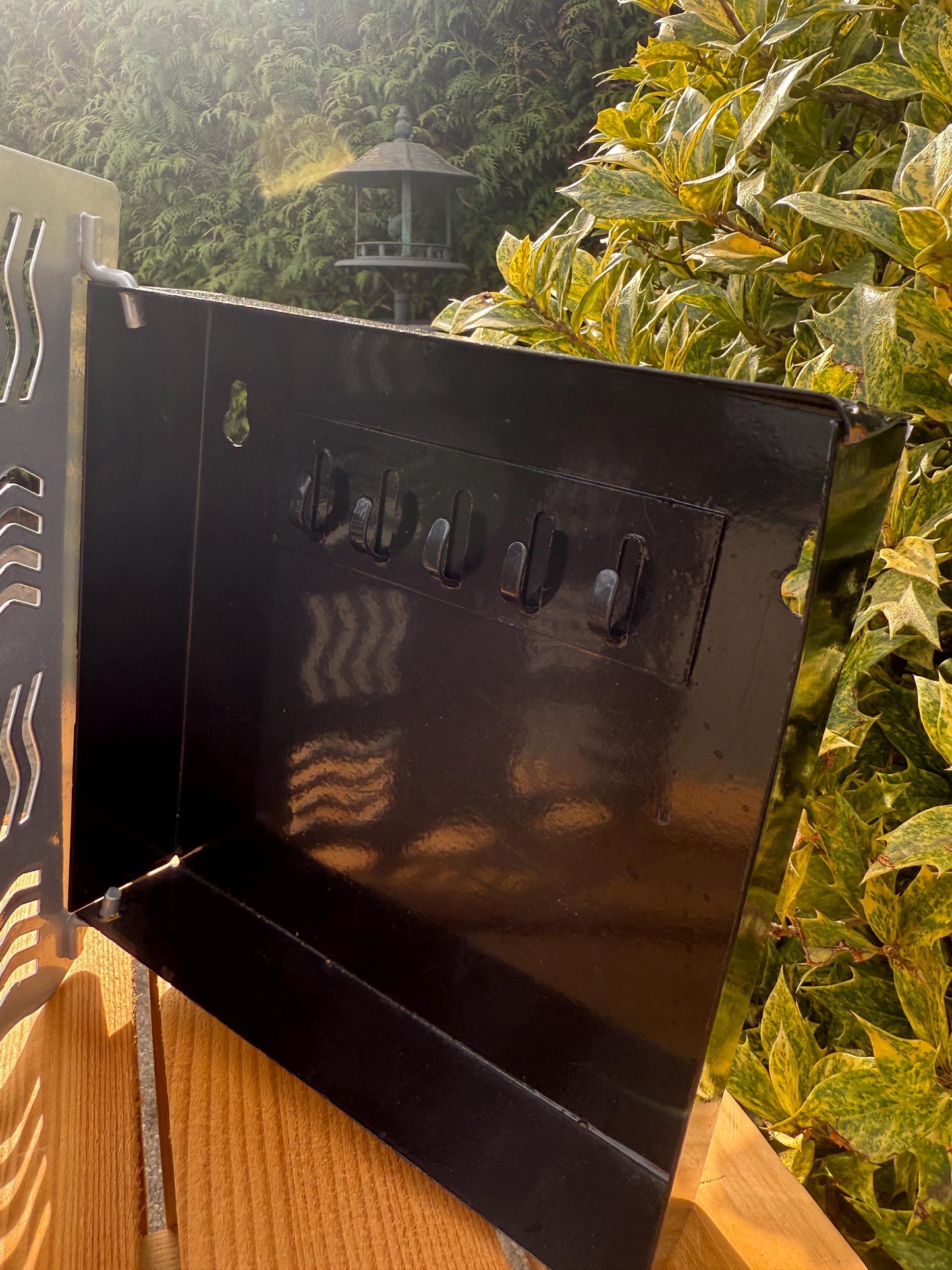 Postmodern Keys Cabinet, Vintage Wall Cabinet, Grey Metal Design, Wavy Pattern, Unique Interior Gift Idea, Nineties Space Age