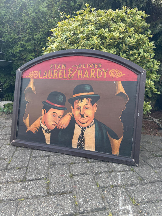 Rare Large Laurel and Hardy Wooden Wall Sign, Vintage Comedy Duo Plaque, Classic Film Memorabilia, Old Hollywood Wall Decor