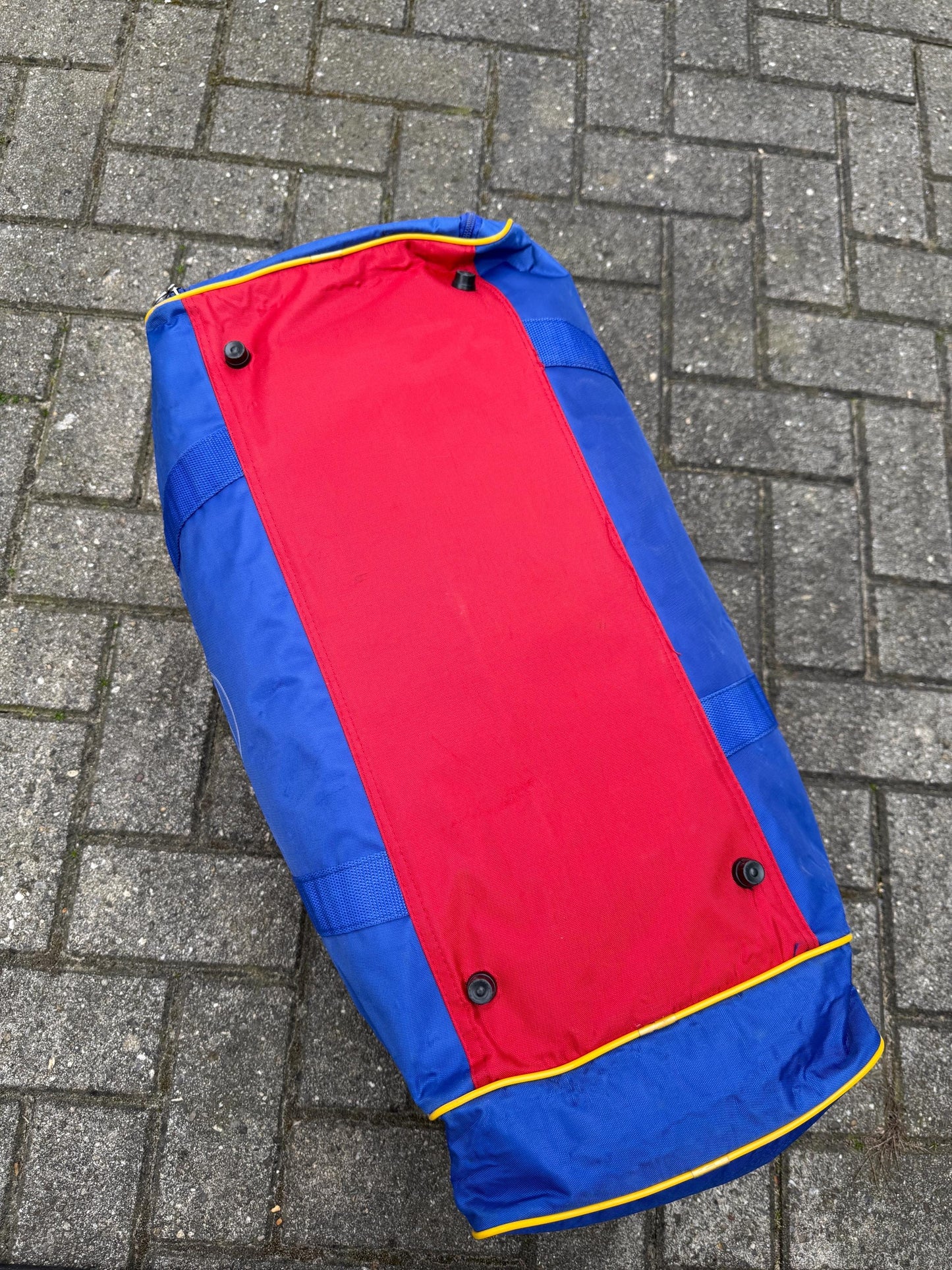 Vintage Mercedes-Benz Actros Bag, 1990s Duffel, Red Blue Yellow Gym Bag, Rare Collectible, Trucking Gift, Racing Travel Holdall