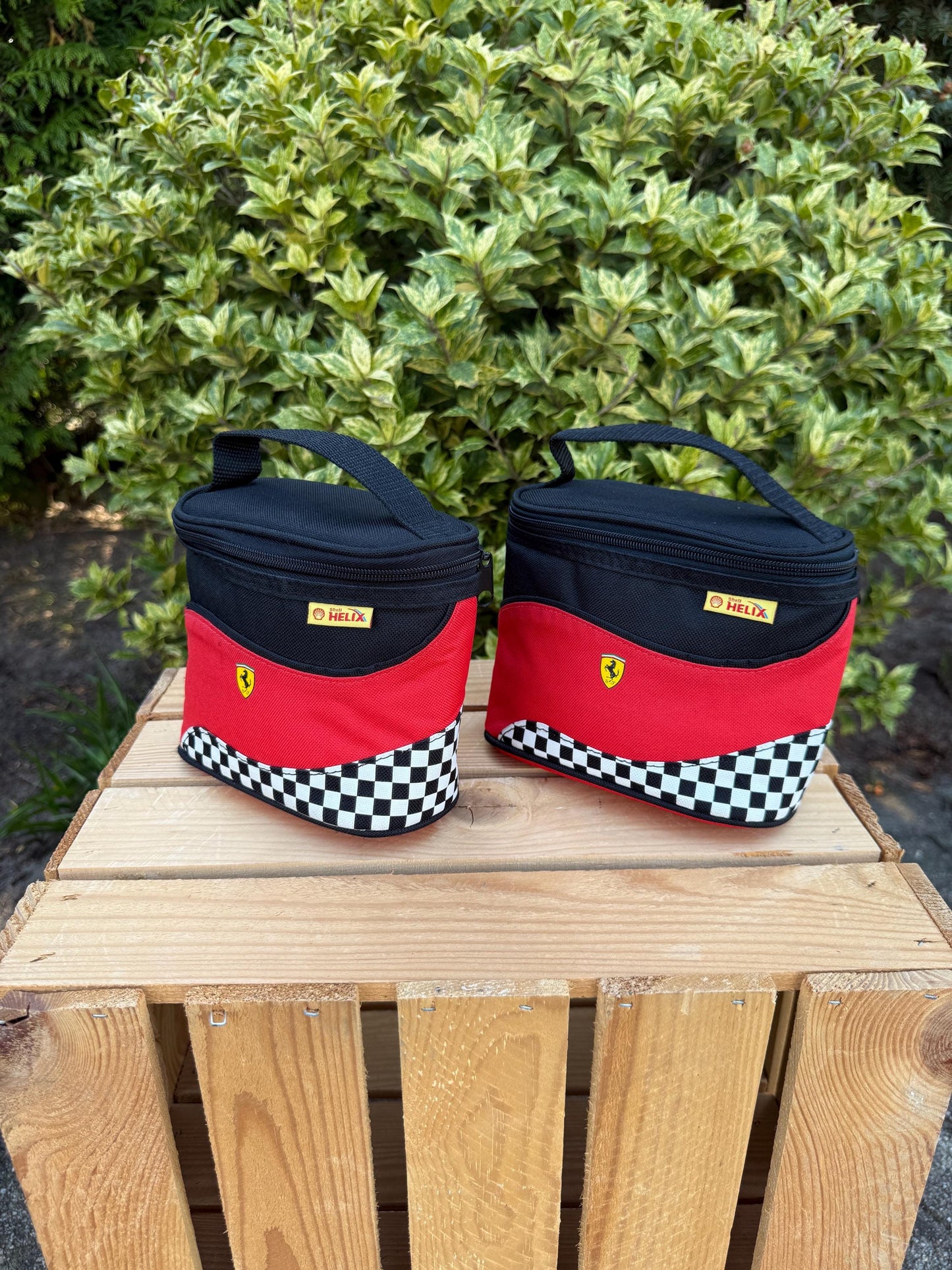 Ferrari Helix Small Carrying Bag Chequered Flag Pattern F1-Inspired Travel Pouch Scuderia Ferrari Official Licensed Gift for Motorsport Fans