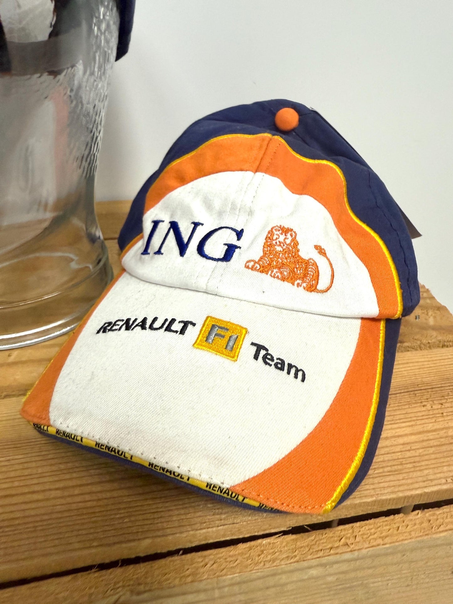 Vintage Formula 1 Hat, F1 Renault Racing Cap, New Old Stock, Vintage F1 Merchandise, White Orange Sun Protection Hat