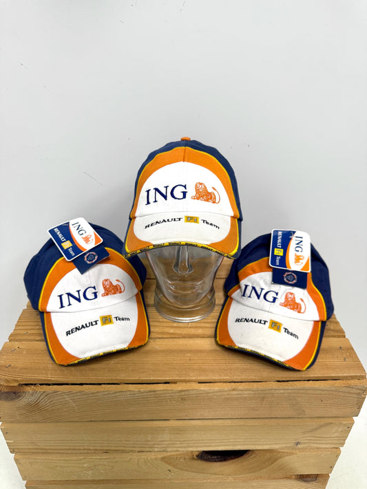 Vintage Formula 1 Hat, F1 Renault Racing Cap, New Old Stock, Vintage F1 Merchandise, White Orange Sun Protection Hat
