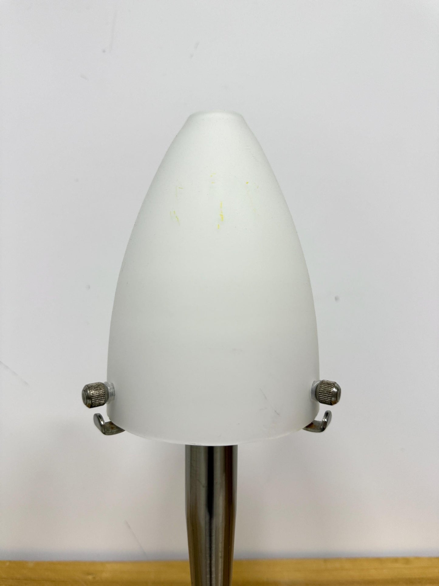 Vintage Table Lamp, Space Age Design, Glass and Chrome, Nineties Desk Lamp, Nightstand Light, White Sphere Minimalistic