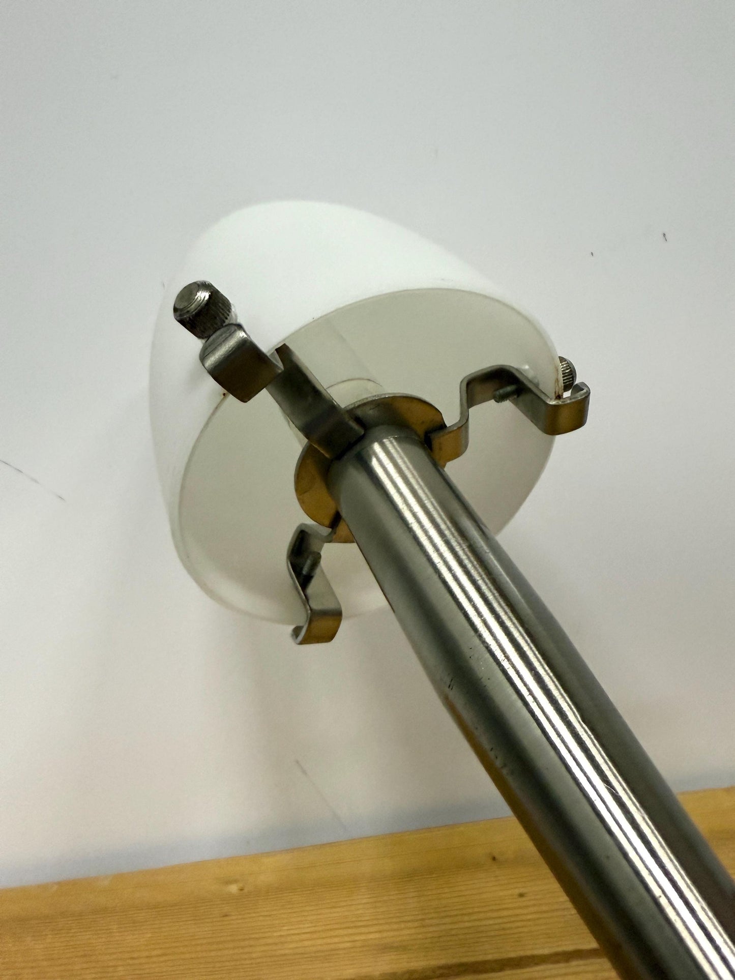 Vintage Table Lamp, Space Age Design, Glass and Chrome, Nineties Desk Lamp, Nightstand Light, White Sphere Minimalistic