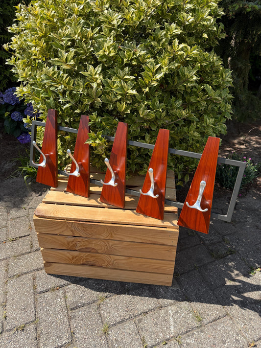 Vintage Wall Coat Rack, Pastoe Style, Wooden & Metal Design, 1970s Vibe Furniture, Space Age Interior, Unique Gift Idea