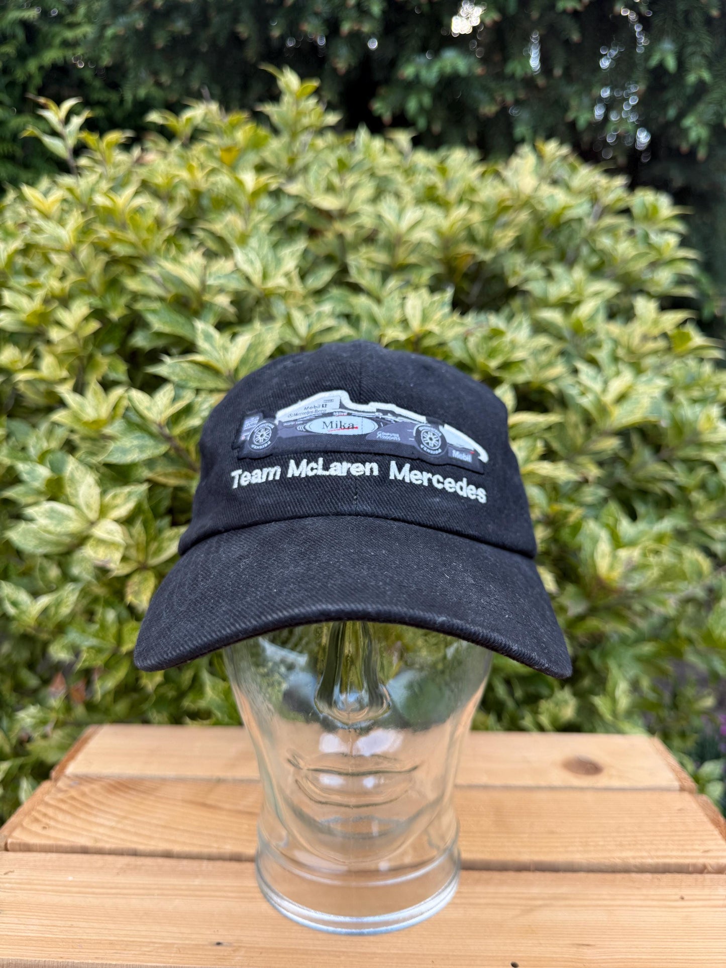 Vintage McLaren Mercedes F1  Cap, Black Racing Hat with West Sponsor & Car, Formula 1 Team Gear, Adjustable Fit