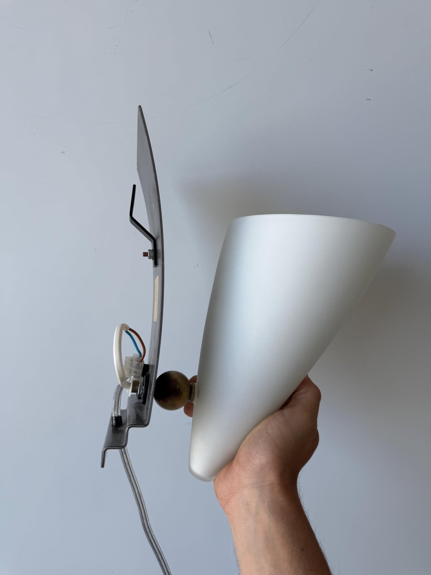 Vintage Glass Wall Lamp, 1990s Herda Holland, Postmodern Design Scone, Metal and Glass Lighting, Home Interior Gifts