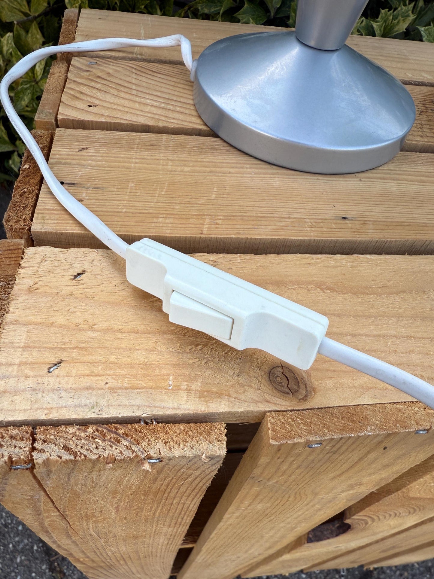 Vintage Ikea Table Lamp, Kryolit Glass Shade, Postmodern Design, Ice Cream Cone Shape, 1990s Lighting