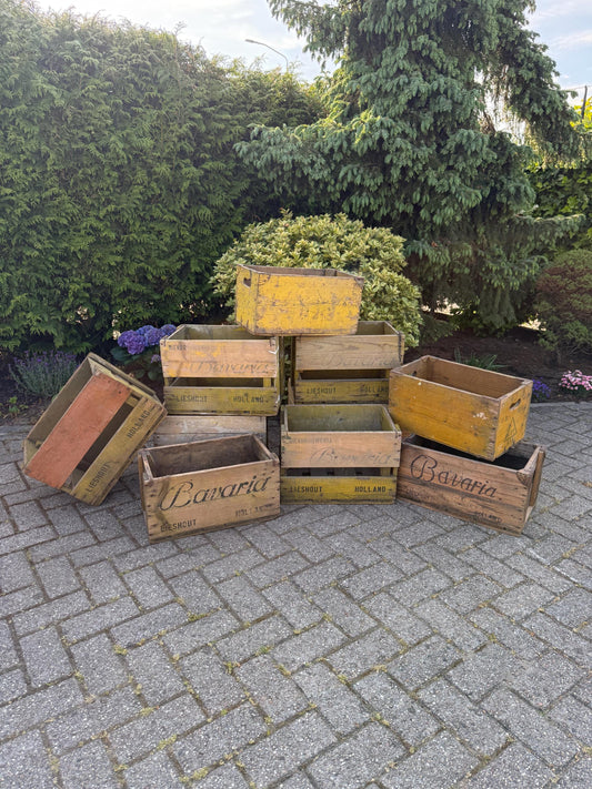 Vintage Bavaria Beer Crates, Wooden Dutch Brewery Box, Rustic Lieshout Storage, 1960s Bar Decor, Antique Industrial Display