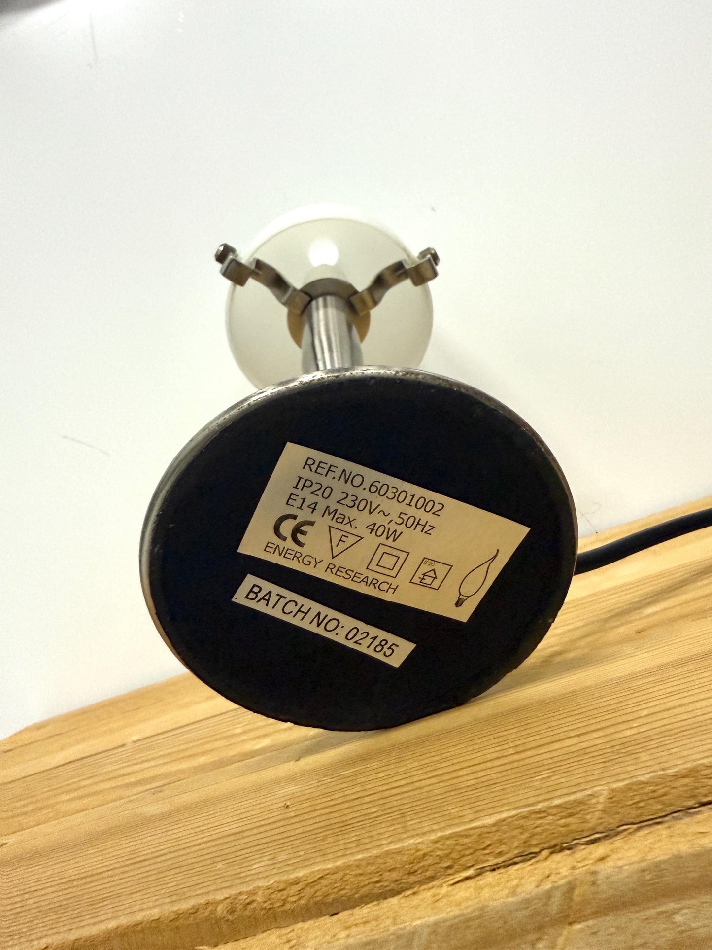 Vintage Table Lamp, Space Age Design, Glass and Chrome, Nineties Desk Lamp, Nightstand Light, White Sphere Minimalistic