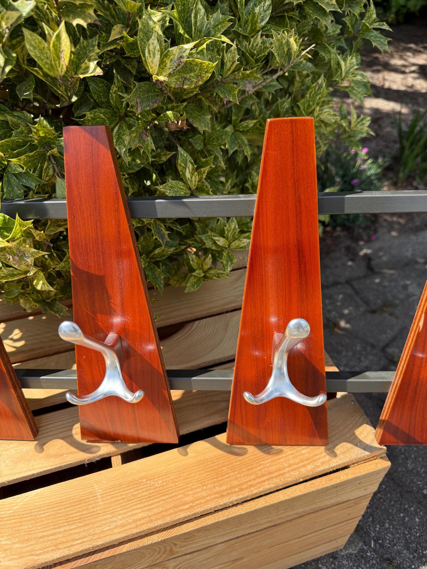 Vintage Wall Coat Rack, Pastoe Style, Wooden & Metal Design, 1970s Vibe Furniture, Space Age Interior, Unique Gift Idea