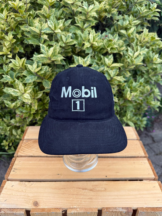 Vintage Mobil 1 The Flying Finn Cap, Mika Häkkinen F1 Hat, Black Motorsport Collectible, Formula 1 Racing Fan Gear