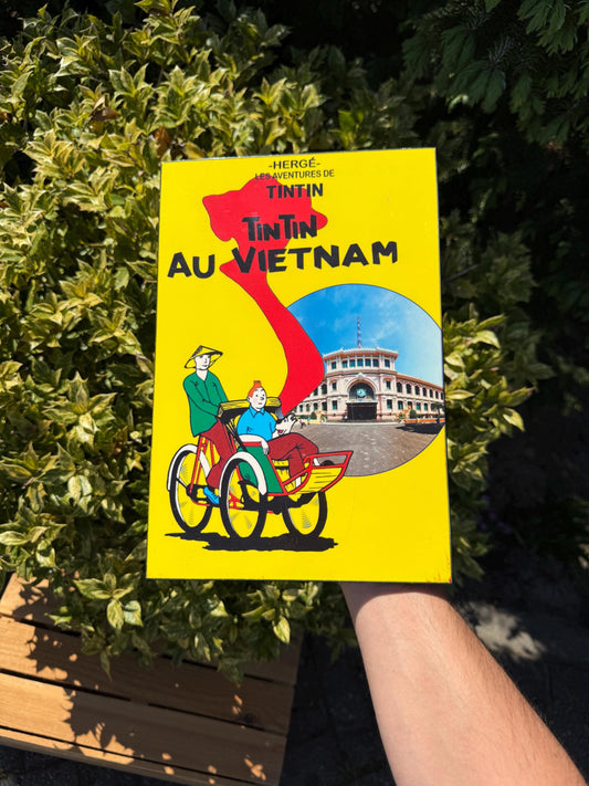 Tintin in Vietnam Wooden Wall Art, Glossy Finish Comic Panel, Hergé Decor, Vintage TinTin Print, Retro Cartoon Plaque, Comic Book Art