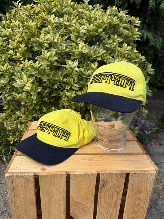 1 Vintage Ferrari Cap 1996, Yellow Black F1 Racing Hat, Scuderia Formula 1 Team, New Old Stock with Original Tag, Collectible Motorsport