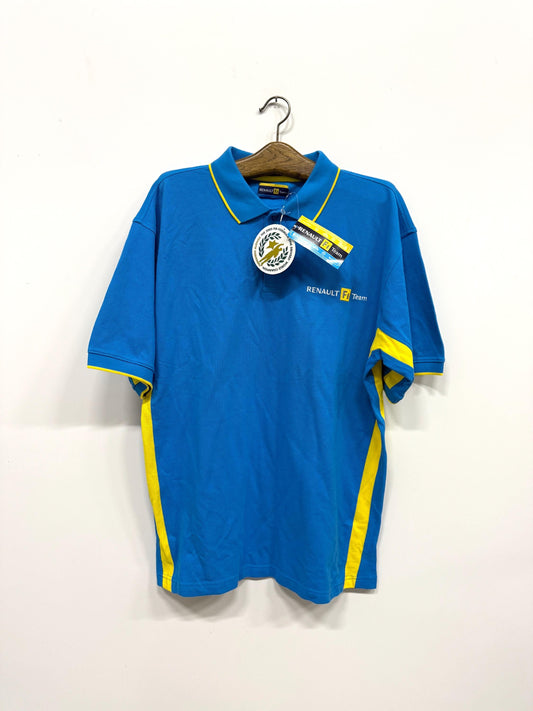 Vintage 2005 Renault F1 Team Polo Shirt, NOS Blue Yellow Short Sleeve Formula 1 Racing Tee, New Old Stock Motorsport T-Shirt