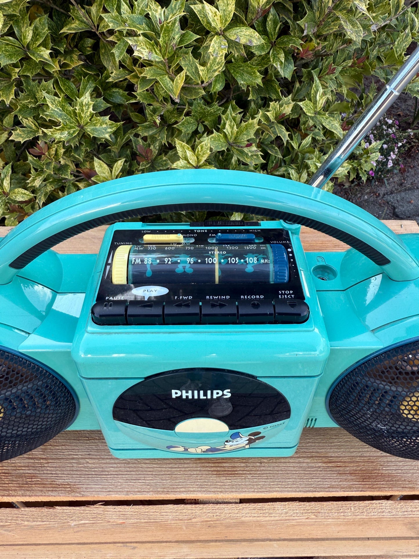Vintage 1985 Philips Roller 2 Radio, Blue Mickey Mouse Portable AM FM Player, Retro Boombox, Cassette Untested, Disney Collectible