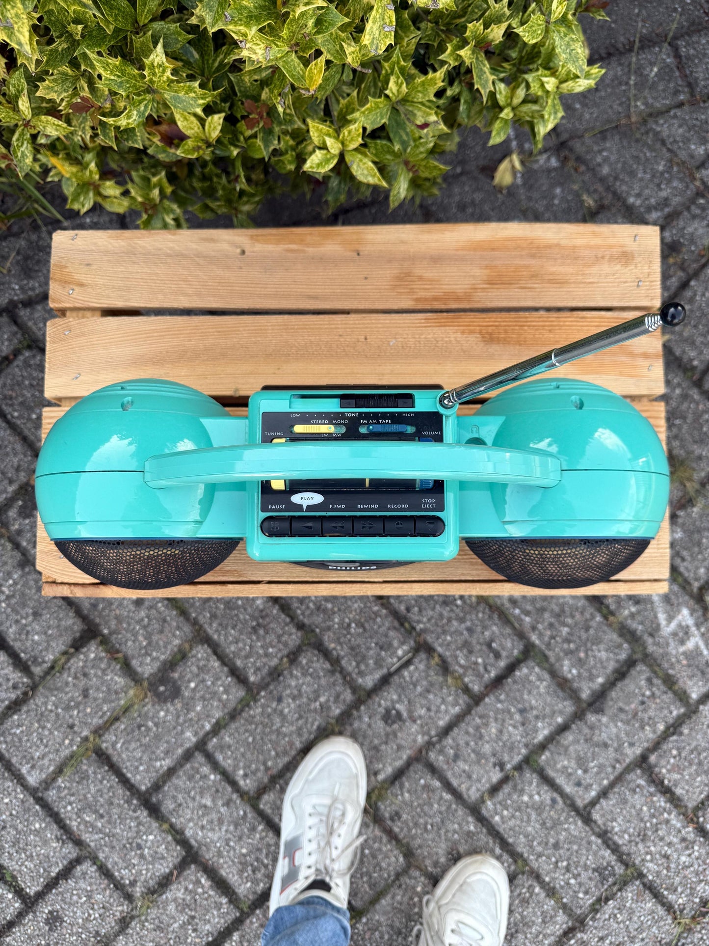 Vintage 1985 Philips Roller 2 Radio, Blue Mickey Mouse Portable AM FM Player, Retro Boombox, Cassette Untested, Disney Collectible