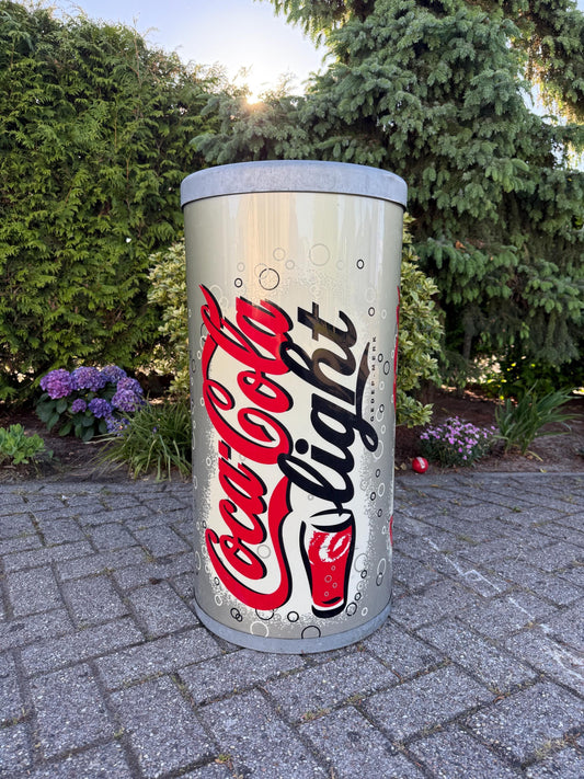 Vintage XXL Coca-Cola Light Trash Can, Retro 80s 90s Waste Bin, Man Cave Decor, Bar Display, Soda Collectible, Coke Garbage Barrel