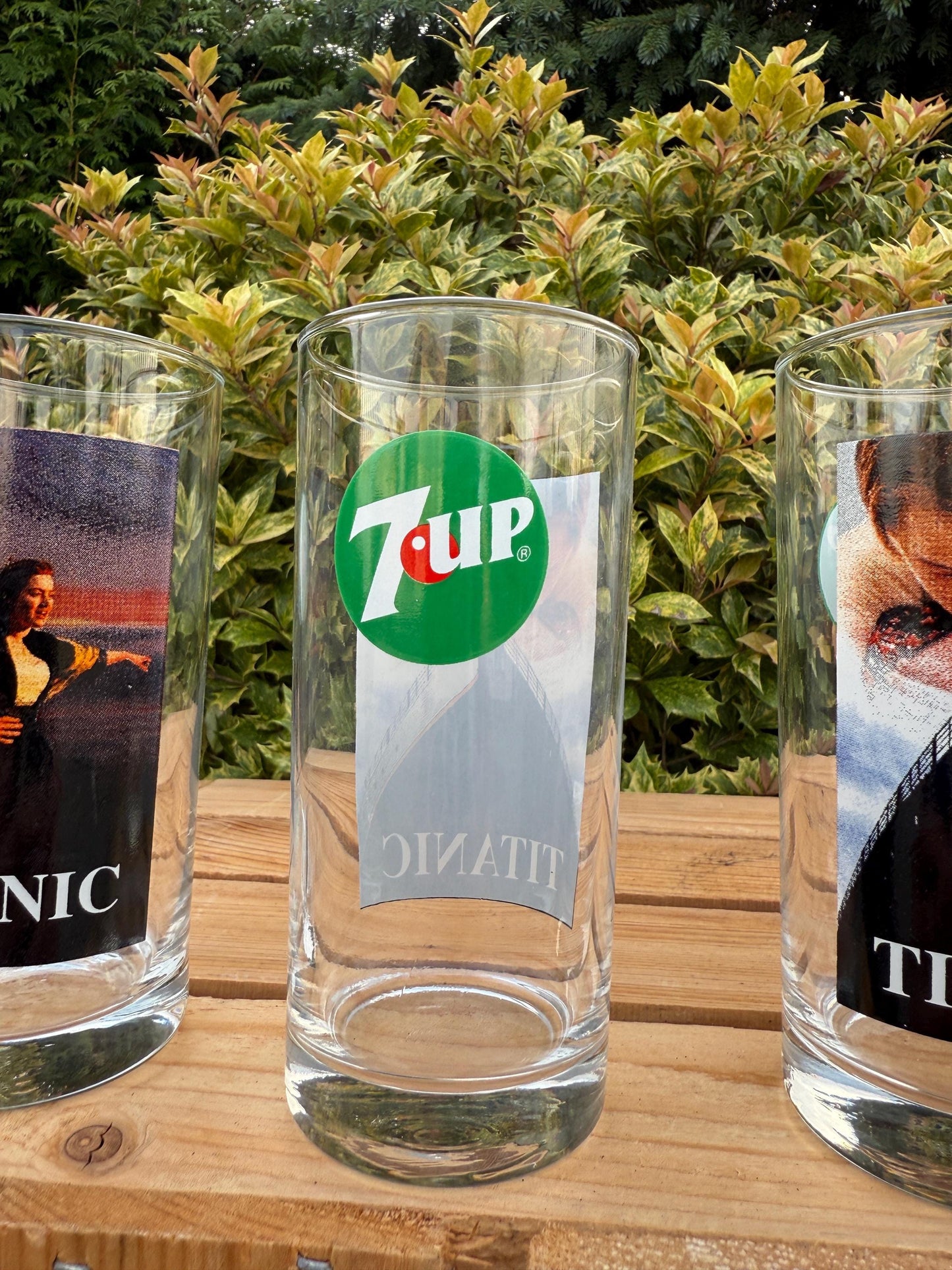 Vintage 7UP x Titanic Glasses Set of 4, Long Drink Tumblers, 1990s Movie Promo Collectible, Soda Advertising Glassware